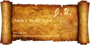 Janki Uránia névjegykártya